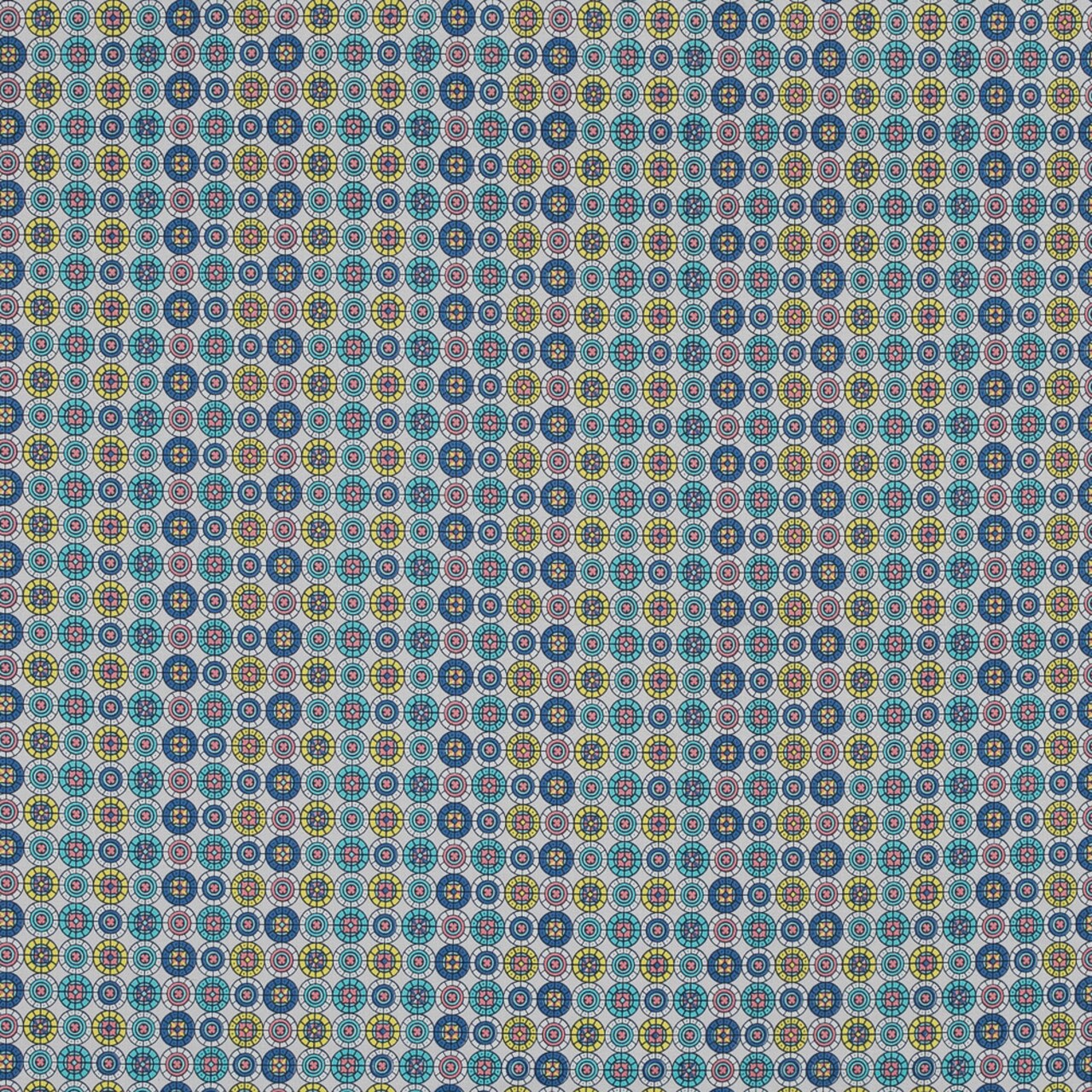 1 Yard Blue and Yellow Geometric Stretch Cotton Sateen Fabric
